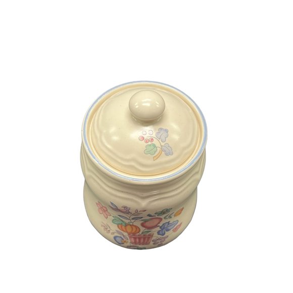 Vintage International China Stoneware Jelly/Jam Jar Pink with a Floral Motif - Picture 3 of 7